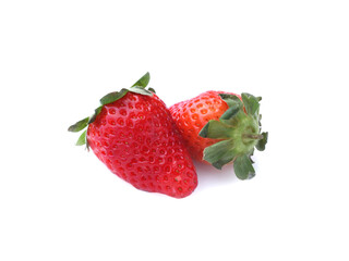 Fresh and juicy strawberries isolated on white background.