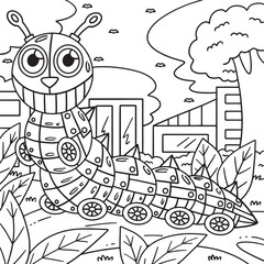 Robot Caterpillar Coloring Page for Kids