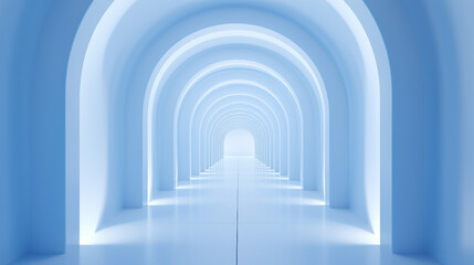 High Quality 3D Render Abstract Corridor: Futuristic Digital Technology Design