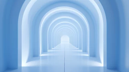 Deurstickers High Quality 3D Render Abstract Corridor: Futuristic Digital Technology Design © Spear
