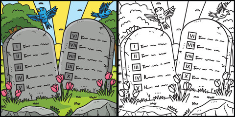 Christian Ten Commandments Tablets Illustration