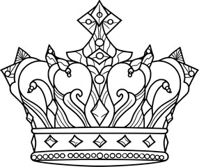 Wedding Crown Jewellery Vintage Outline Icon In Hand-drawn Style