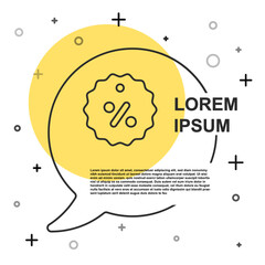 Black line Discount percent tag icon isolated on white background. Shopping tag sign. Special offer sign. Discount coupons symbol. Random dynamic shapes. Vector