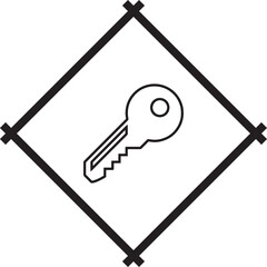 Key icon vector. Key logo design. Key vector icon illustration in rhombus isolated on white background