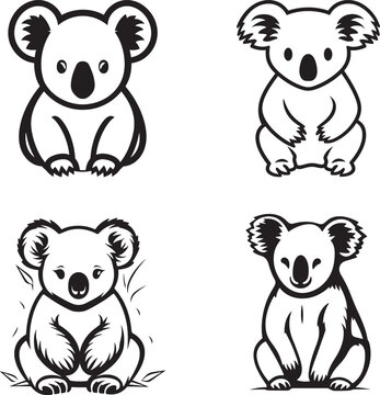 Koala Logo silhouette Set, Koala Icon Set Vector Design