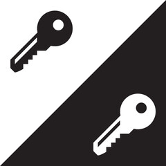 Key icon vector. Key sign symbol in trendy flat style. Key vector icon illustration isolated on white and black background