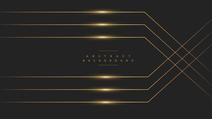 Futuristic abstract background. Glowing circle lines design. Modern shiny dark golden geometric lines pattern. Future technology concept. Suit for poster, banner, cover, presentation, we - obrazy, fototapety, plakaty