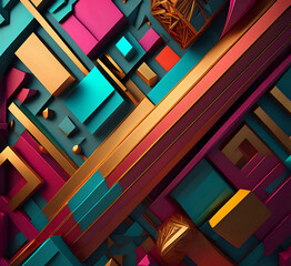 Abstract 3d render  colorful geometric composition  background design3