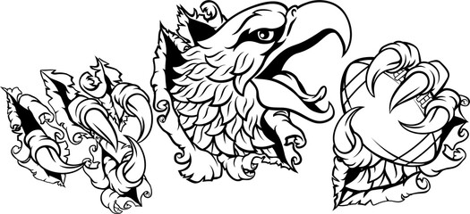 Bald Eagle Hawk Ripping American Football Mascot