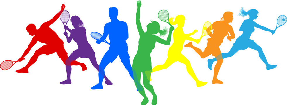Silhouette Tennis Players Silhouettes Concept