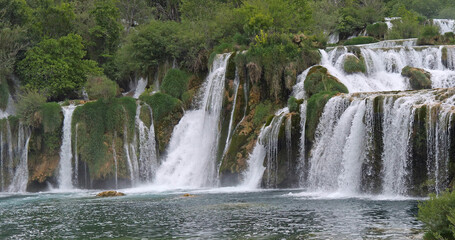 Fototapeta premium Waterfall, Krka Natural Park, Near Sibenik in Damaltia, Croatia