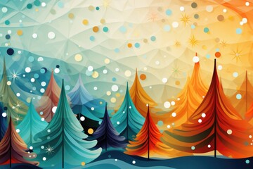 abstract colorful christmas tree with glowing lights illustration