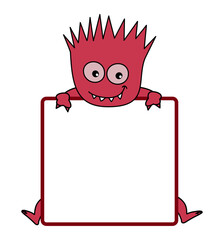 Little smiling red disease in billboard with red frame on white background - vector