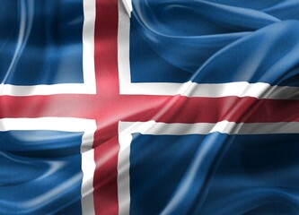 Fototapeta premium 3D-Illustration of a Iceland flag - realistic waving fabric flag