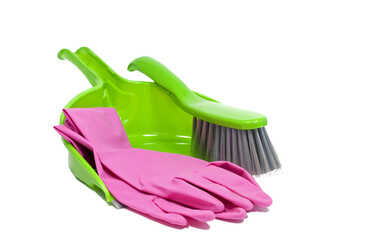 dustpan and golves  isolated on transparent background - 675894355