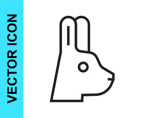 Black line Rabbit with ears icon isolated on white background. Magic trick. Mystery entertainment concept. Vector