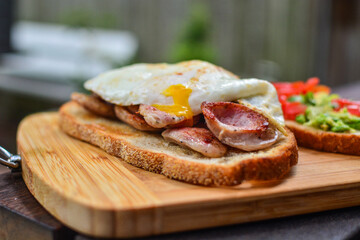 Selective focus toasted bread sandwich, food backgrounds, isolated subject