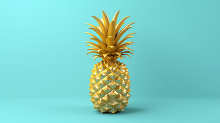 Pineapple Yellow Gold 3D Rendering Illustration Tropical Fruit Art Concept Design