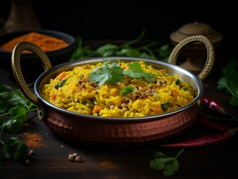 Urad dal khichdi is a popular Indian dish made from lentils and rice