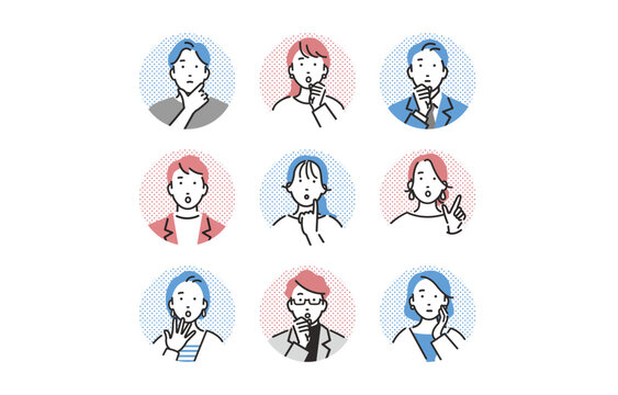 疑問質問表情の人物アイコンセット