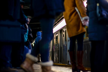 NYC subway stop public transportation copy space background image