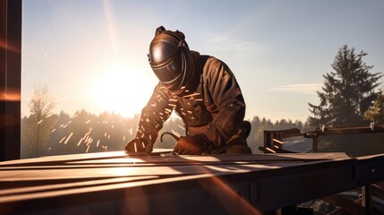 Welder with experience welding metal parts on roof structures on construction sites.