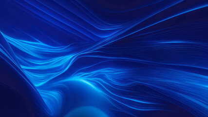 Illustration of a blue background with abstract glowing waves with effects