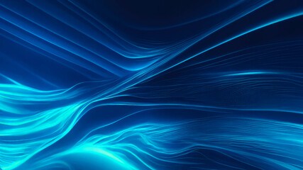 Illustration of a blue background with abstract glowing waves with effects