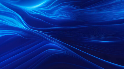 Illustration of a blue background with abstract glowing waves with effects