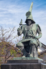 A statue of Kato Kiyomasa, an expert builder of Nagoya castle. Nagoya. Japan