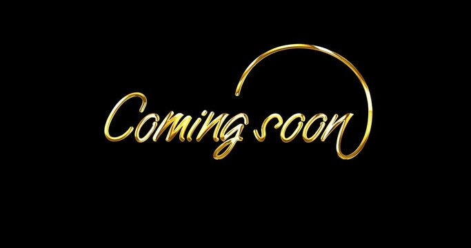 Coming Soon animation. Handwritten text in 6 clips glossy effect and 1 clip alpha matte. Great for Movie Trailer, Intro Video, Outro, Promotion, Theatre Synopsis, and Live Streaming. Alpha Channel. 