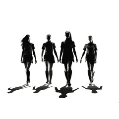 Silhouette of a female soccer team