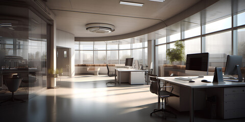 Stylish interior of modern empty open space office.