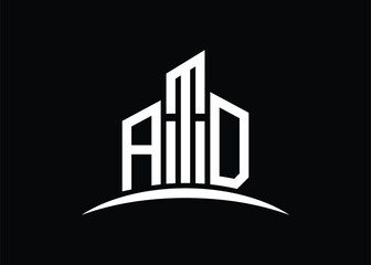 Letter ATD building vector monogram logo design template. Building Shape ATD logo.