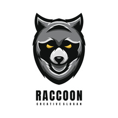 Illustration Head Raccoon Mascot Logo