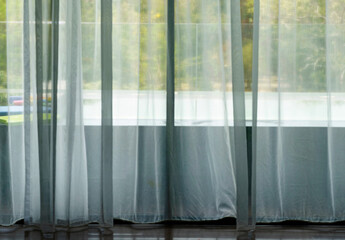 see through curtain to outside swimming pool resort