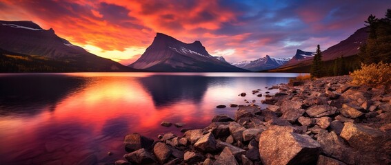 Naklejka premium Sunset over Glacier National Park, Montana, United States of America