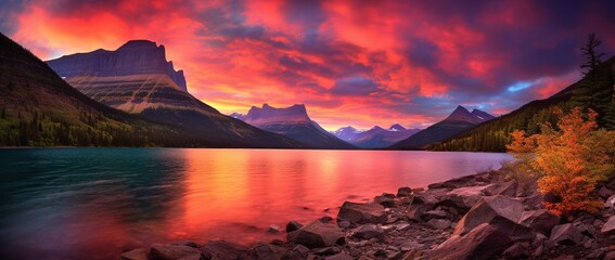 Fototapeta na wymiar Sunset over Glacier National Park, Montana, United States of America