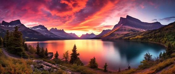Fototapeta na wymiar Sunset over Glacier National Park, Montana, United States of America