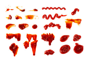 Ketchup Drop Isolated, Tomato Sauce Splash, Catsup Stain, Hot Puree Spill, Red Dressing Dripping...