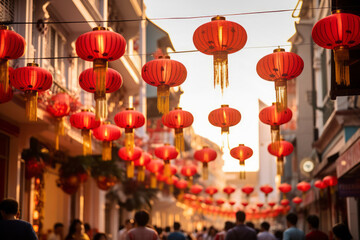 Festive Lanterns Adorning a Street for Chinese New Year