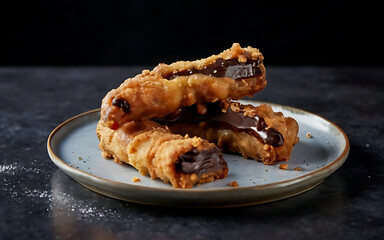 Capture the essence of Deep Fried Mars Bar in a mouthwatering food photography shot Generative AI