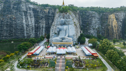 Bird's-eye view Phra Buddha Pusaya Khiri Sri Suvarnabhumi (Luang Pho Uthong) U Thong District, Suphan Buri Province, Thailand.