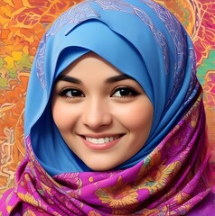 Fototapeta premium Elegant Hijab Fashion: Graceful Headscarf Style for Women
