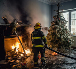 Naklejka premium Burning christmas tree