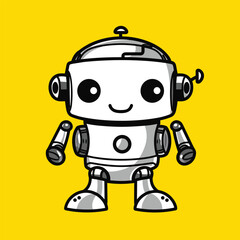 Obraz na płótnie Canvas Funny vector robot icon in flat style isolated on neutral background