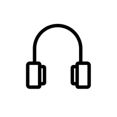 Headphone devices icon with black outline style. sound, audio, music, technology, digital, equipment, stereo. Vector Illustration