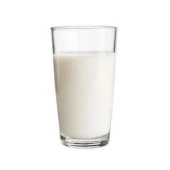 Keuken spatwand met foto a glass of fresh milk isolated on a transparent background, a refreshment breakfast drink glass image PNG © graphicbeezstock