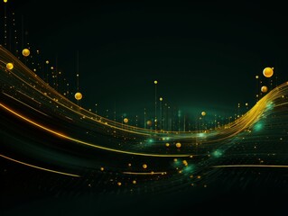 Abstract sci-fi green and yellow background, concept of digital future., AI
