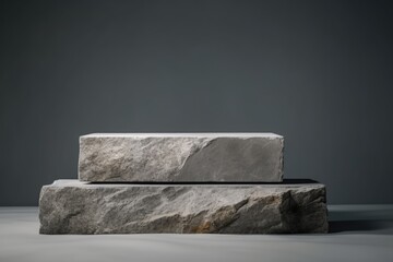 raw stone pedestal in free form. minimalistic brutal concept for presentation - obrazy, fototapety, plakaty